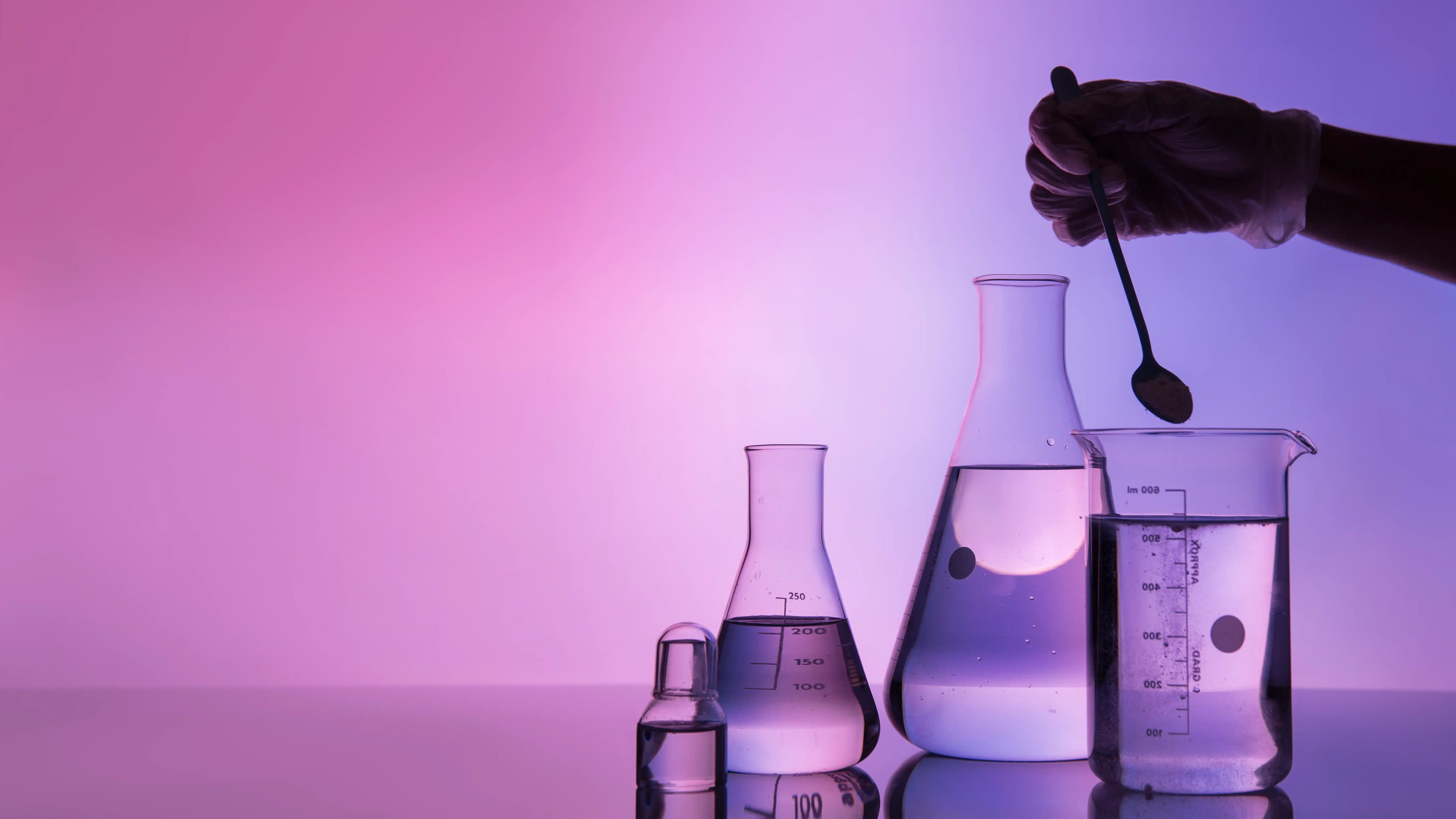 Laboratory glassware in a biotech lab